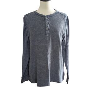 J.Crew Heather Blue Long Sleeve Henley Shirt Size L